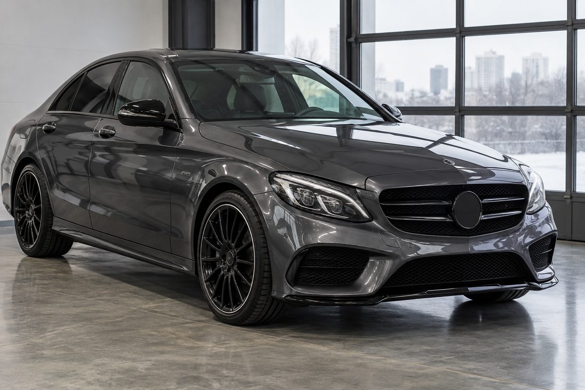 Mercedes C-класса W205 с заводским пакетом Night и чёрными элементами наружной отделки