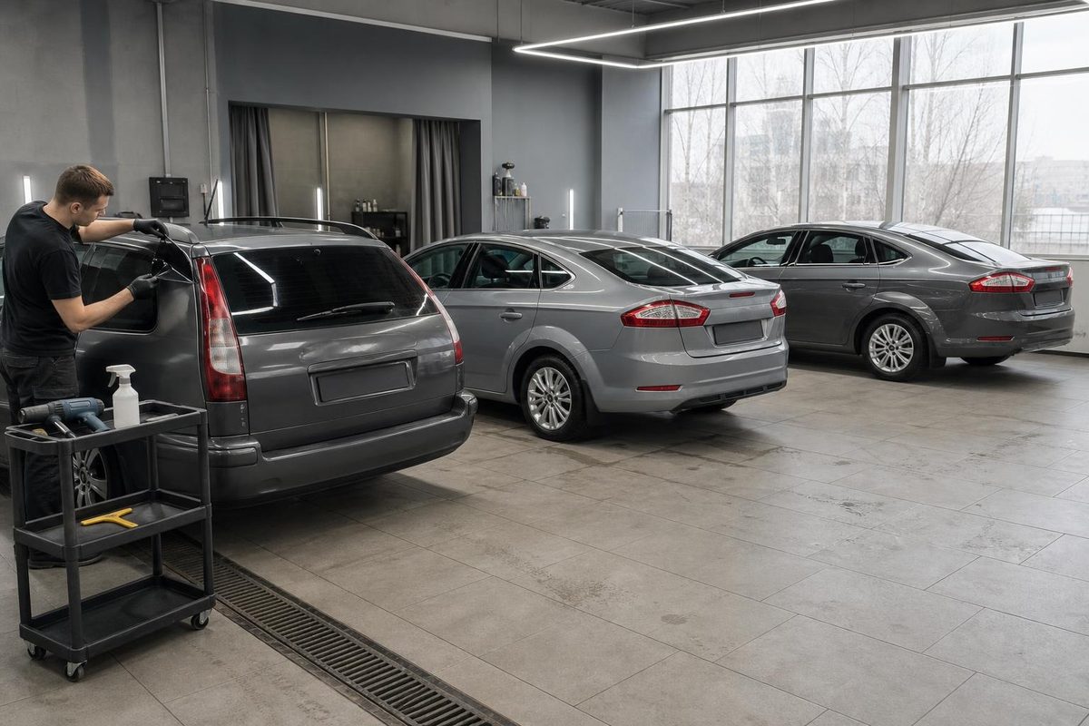 Три поколения Ford Mondeo в кузовах универсал, лифтбек и седан в студии тонировки