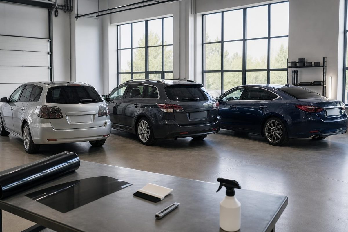 Три поколения Mazda 6 в кузовах хэтчбек, универсал и седан в студии тонировки