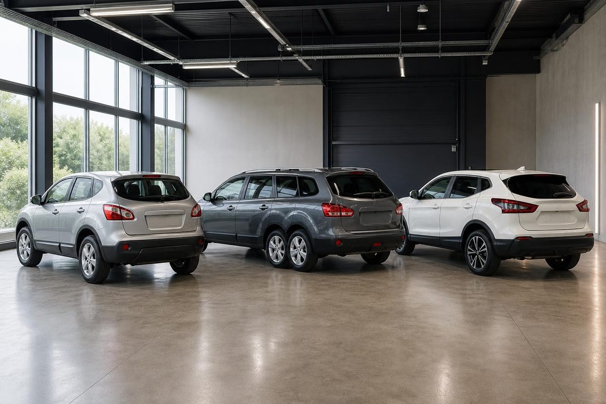 Три версии Nissan Qashqai в студии: J10, удлинённый +2 и J11 с разными задними стёклами