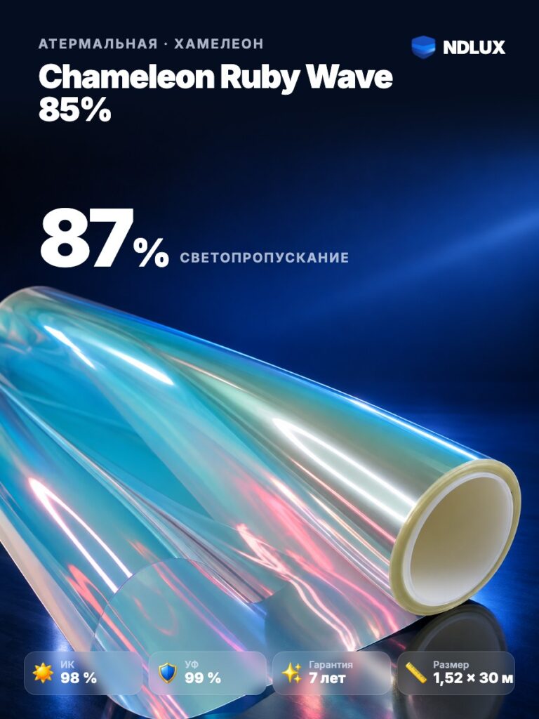 Атермальная пленка хамелеон Chameleon Ruby Wave 85% (30м х 1,52м, 45,6 кв.м)
